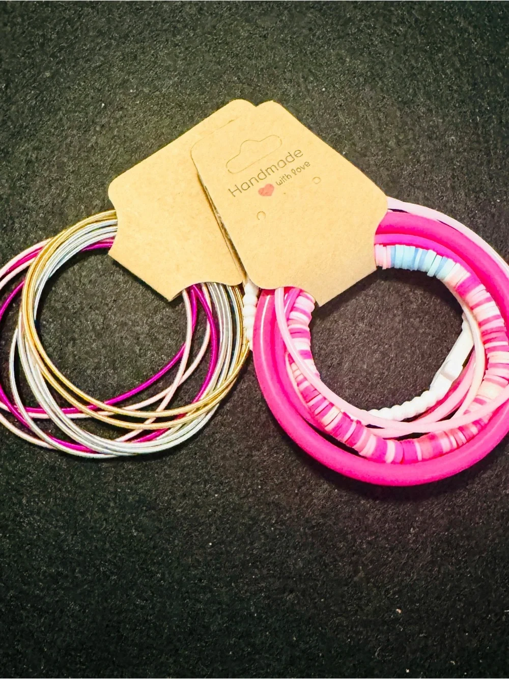 Handmade Pink Multi-Pack Hair Tie and Bracelet Set